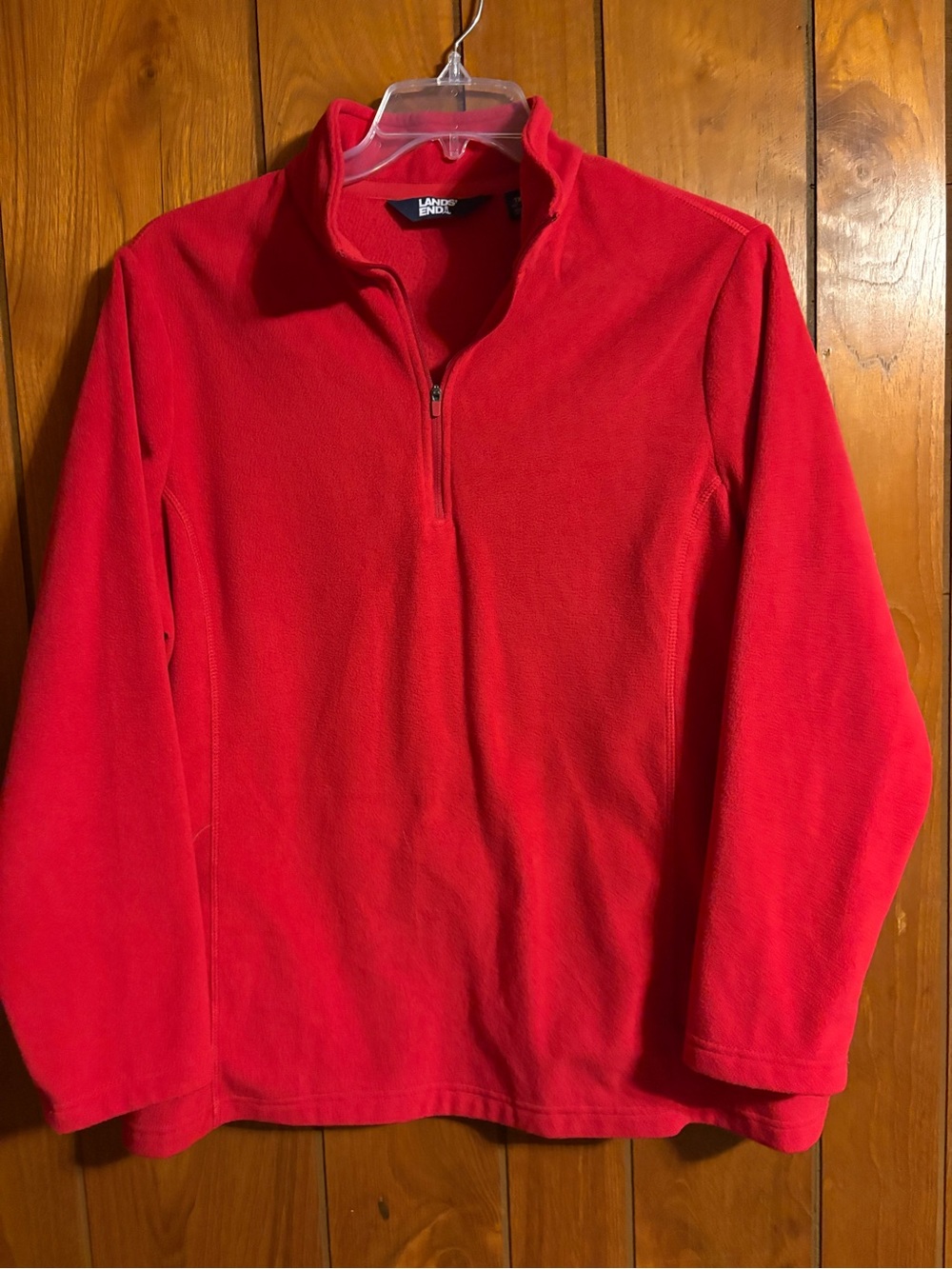 Lands' End Red Women's Half-Zip Fleece Pullover